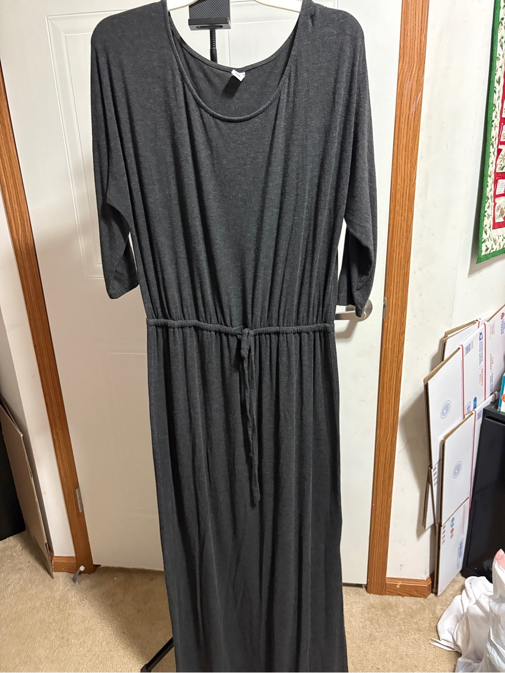 Old Navy Charcoal Gray Tie-Waist Maxi Dress